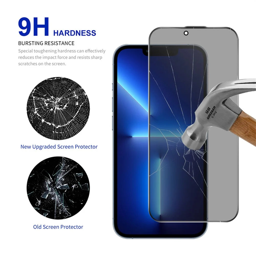 RURIHAI For iPhone 14 Plus  /  13 Pro Max Privacy Screen Protector AR Anti-Reflective High Aluminium-Silicon Glass Film - Black - 3