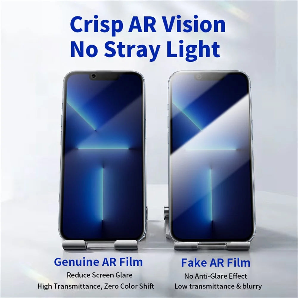 RURIHAI For iPhone 14 Plus  /  13 Pro Max Privacy Screen Protector AR Anti-Reflective High Aluminium-Silicon Glass Film - Black - 5