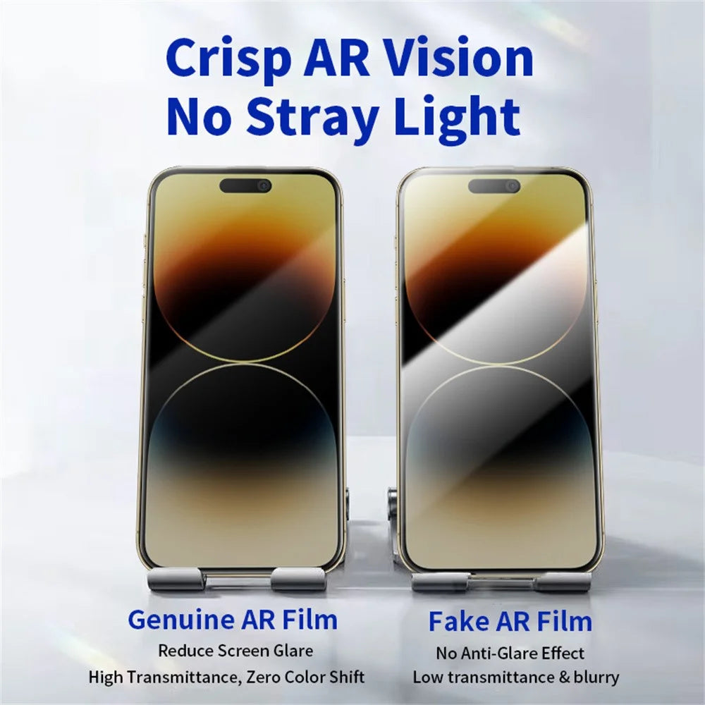 RURIHAI For iPhone 14 Pro Privacy Screen Protector AR Anti-Reflective High Aluminium-Silicon Glass Film - Black - 5