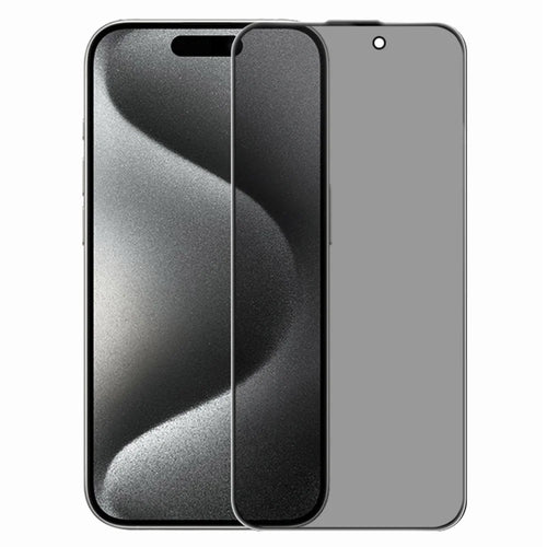 RURIHAI For iPhone 15 Pro Privacy Screen Protector AR Anti-Reflective High Aluminium-Silicon Glass Film - Black - 1