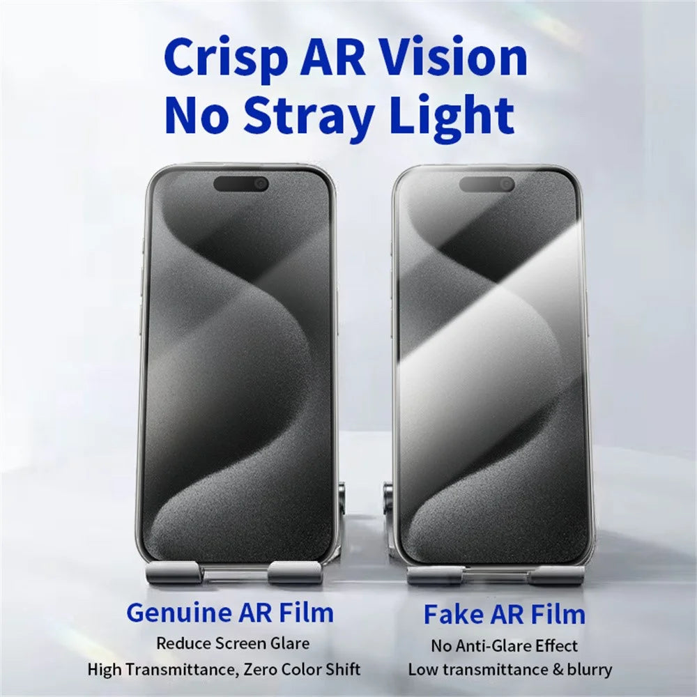 RURIHAI For iPhone 15 Pro Privacy Screen Protector AR Anti-Reflective High Aluminium-Silicon Glass Film - Black - 5