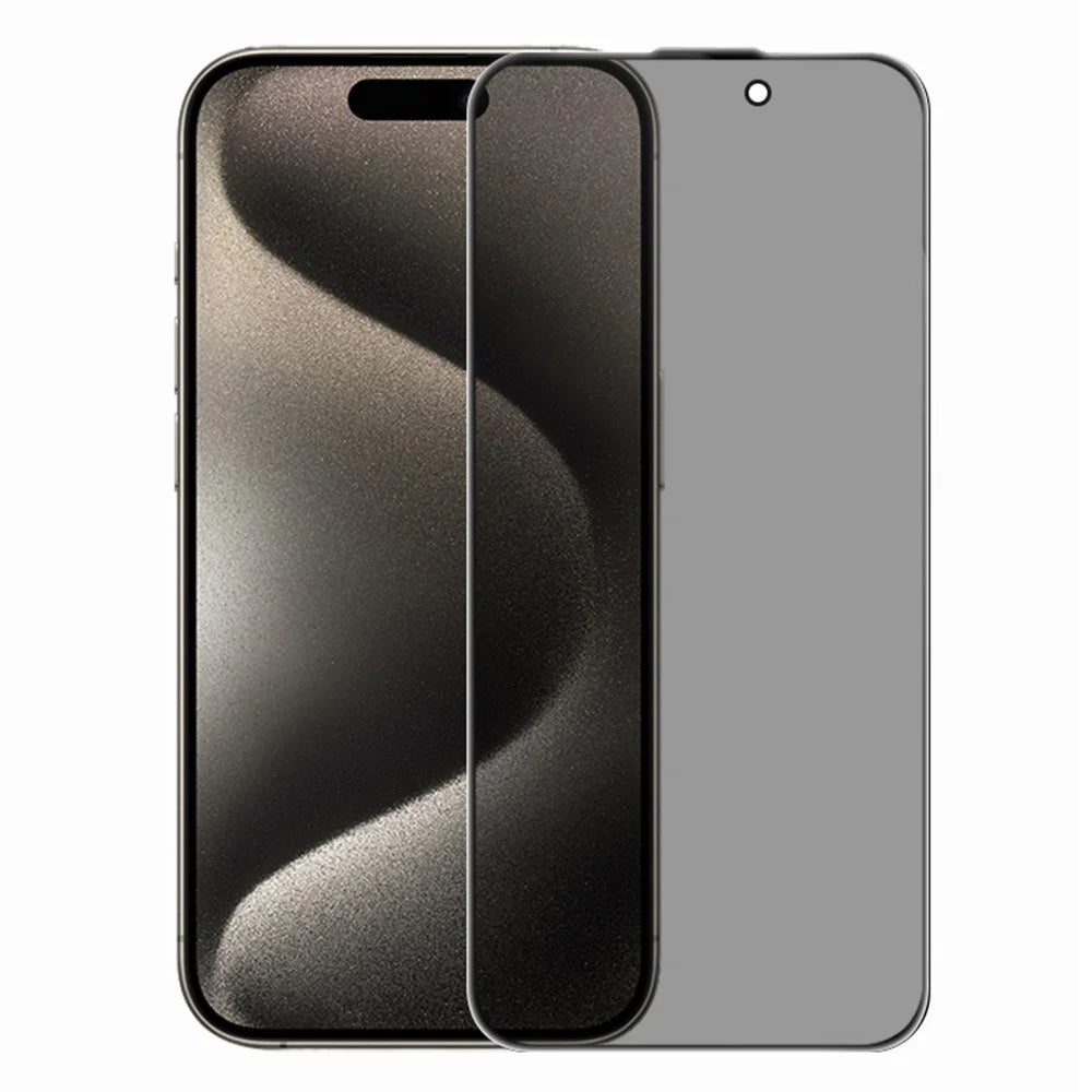 RURIHAI For iPhone 15 Pro Max Privacy Screen Protector AR Anti-Reflective High Aluminium-Silicon Glass Film - Black - 1