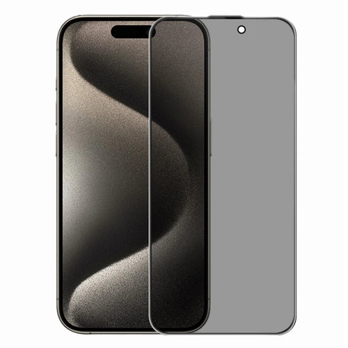 RURIHAI For iPhone 15 Pro Max Privacy Screen Protector AR Anti-Reflective High Aluminium-Silicon Glass Film - Black - 1