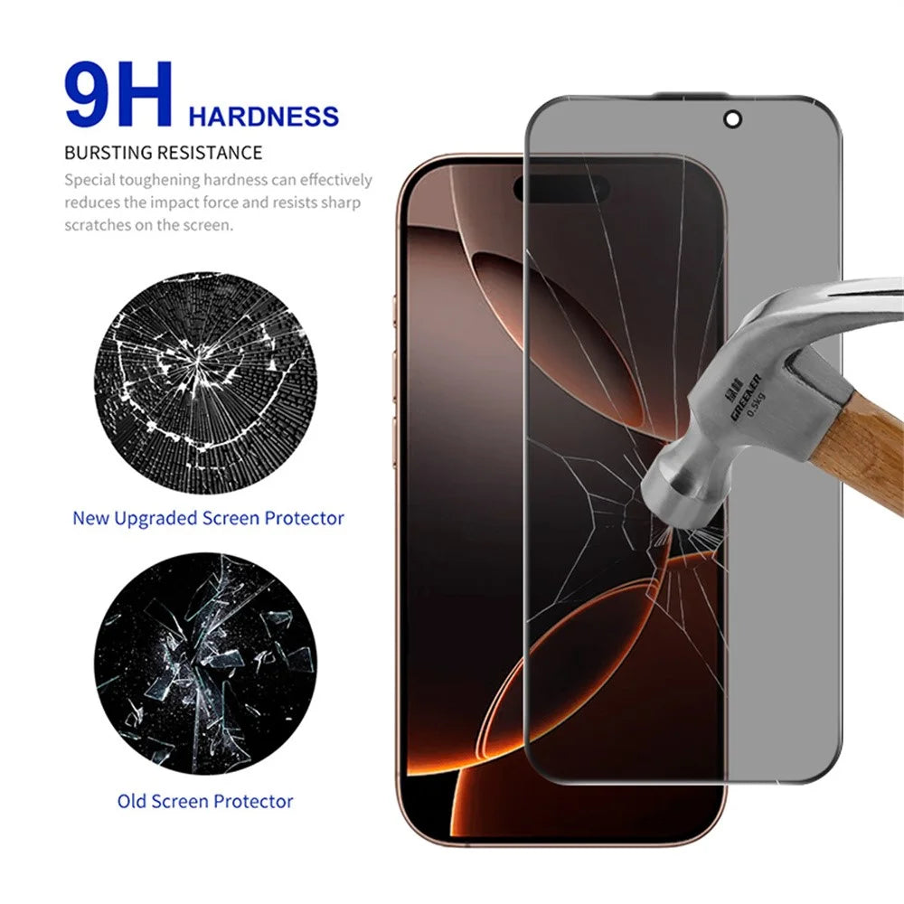 RURIHAI For iPhone 16 Pro Max Privacy Screen Protector AR Anti-Reflective High Aluminium-Silicon Glass Film - Black - 3