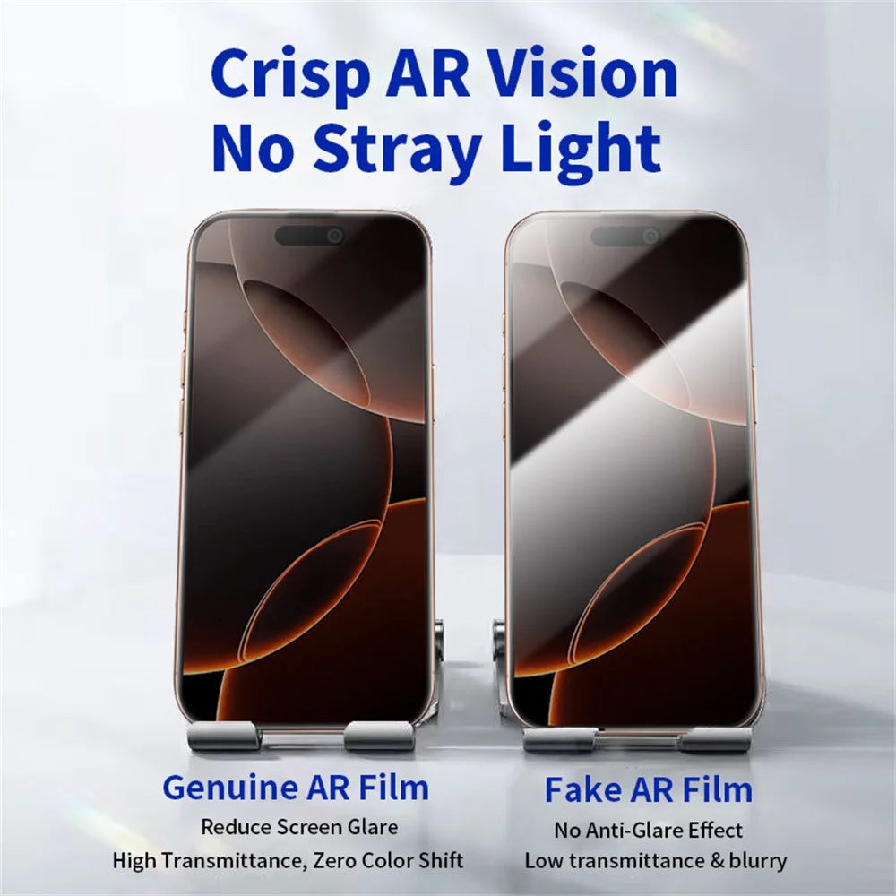 RURIHAI For iPhone 16 Pro Max Privacy Screen Protector AR Anti-Reflective High Aluminium-Silicon Glass Film - Black - 6