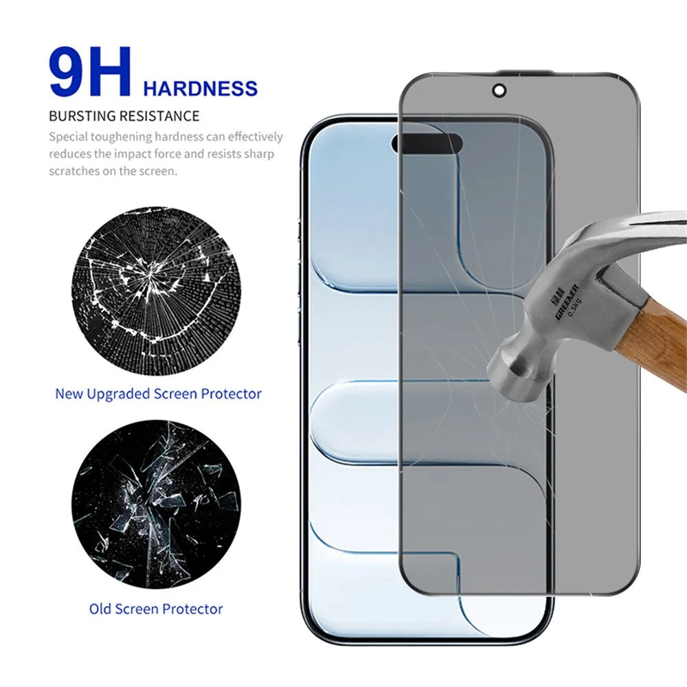 RURIHAI For iPhone Air Privacy Screen Protector AR Anti-Reflective High Aluminium-Silicon Glass Film - Black - 3