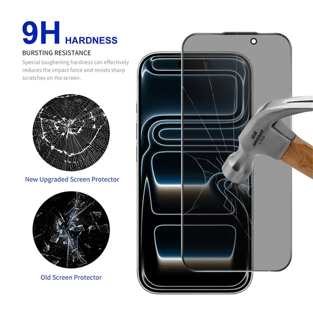 RURIHAI For iPhone 17 Pro Privacy Screen Protector AR Anti-Reflective High Aluminium-Silicon Glass Film - Black - 3