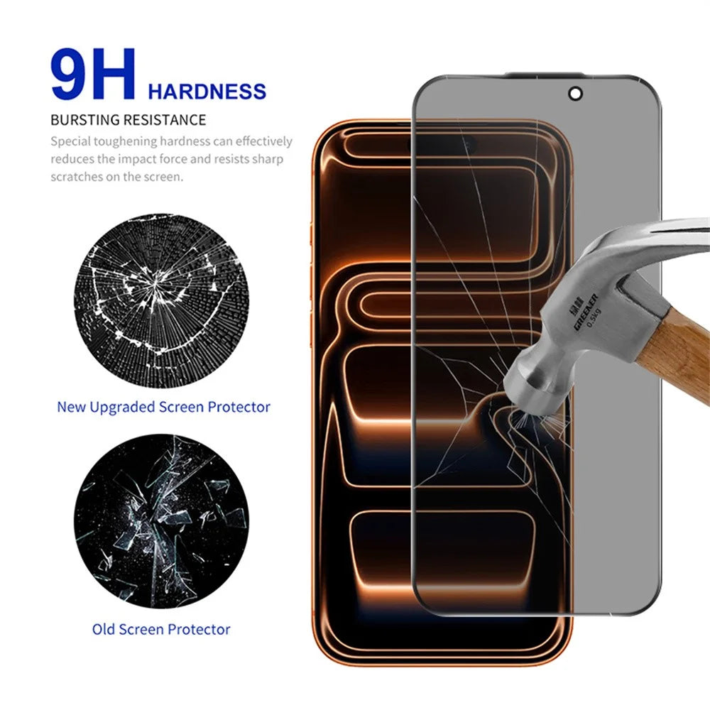 RURIHAI For iPhone 17 Pro Max Privacy Screen Protector AR Anti-Reflective High Aluminium-Silicon Glass Film - Black - 3