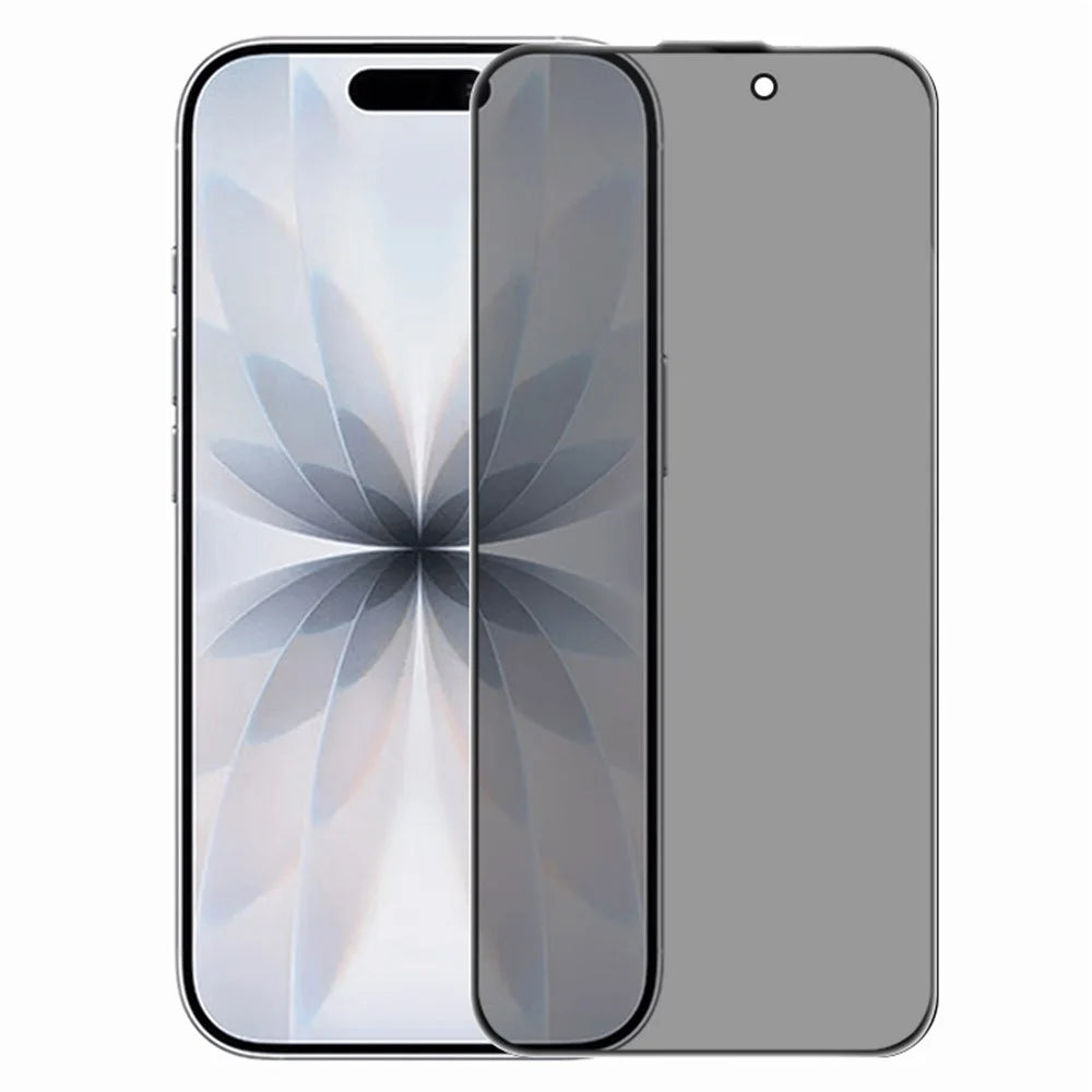 RURIHAI For iPhone 17 / 16 Pro Privacy Screen Protector AR Anti-Reflective High Aluminium-Silicon Glass Film - Black - 1