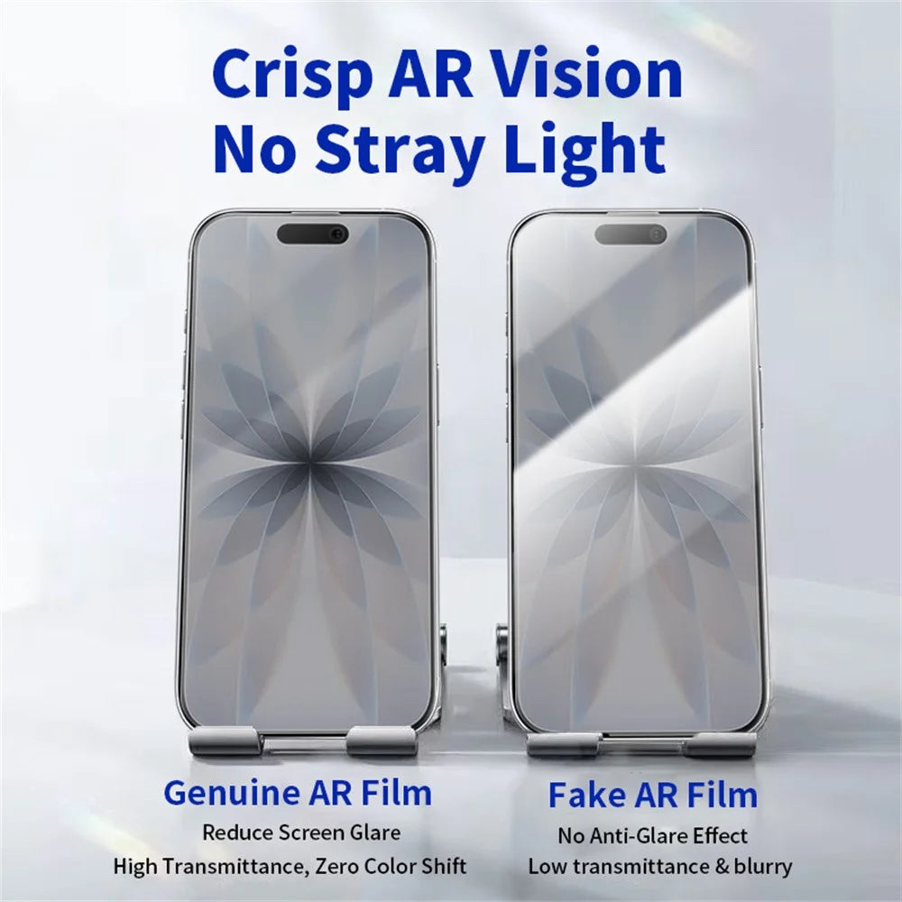 RURIHAI For iPhone 17 / 16 Pro Privacy Screen Protector AR Anti-Reflective High Aluminium-Silicon Glass Film - Black - 6