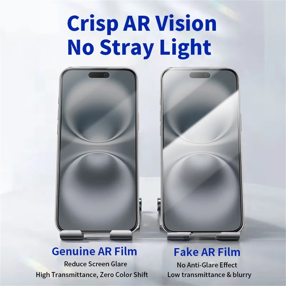 RURIHAI For iPhone 16 Plus / 15 Plus Privacy Screen Protector AR Anti-Reflective High Aluminium-Silicon Glass Film - Black - 5