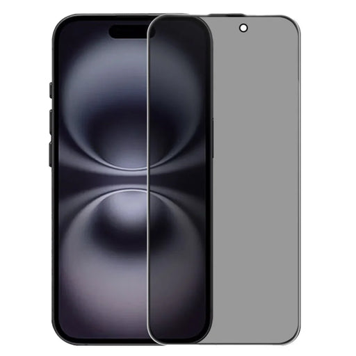 RURIHAI For iPhone 16 / 15 Privacy Screen Protector AR Anti-Reflective High Aluminium-Silicon Glass Film - Black - 1