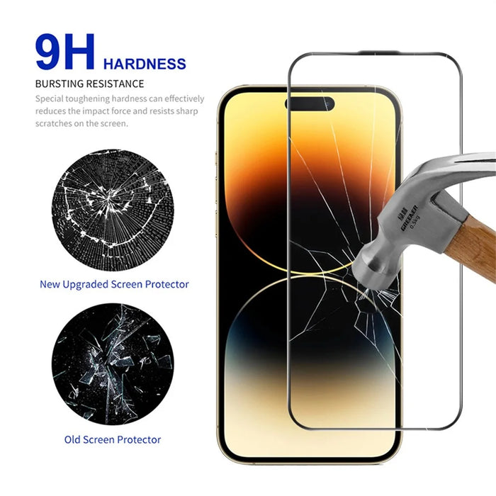 RURIHAI For iPhone 14 Pro Full Screen Protector AR Anti-Reflective HD Clear Tempered Glass Flim - Transparent - 3