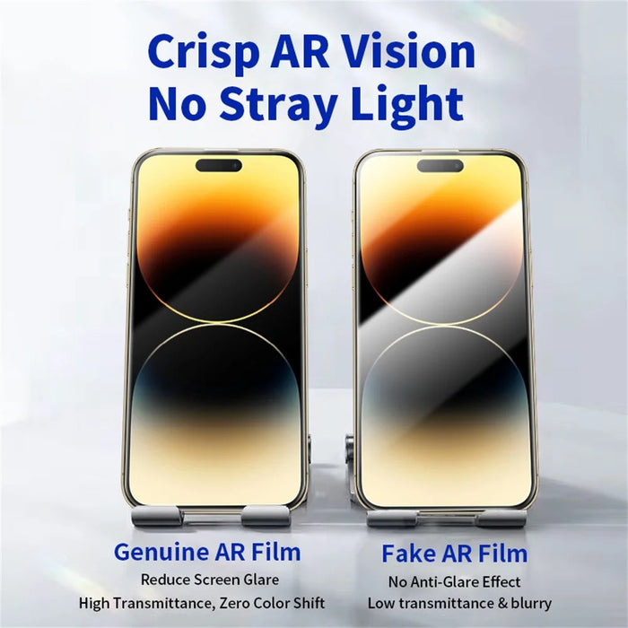 RURIHAI For iPhone 14 Pro Full Screen Protector AR Anti-Reflective HD Clear Tempered Glass Flim - Transparent - 5