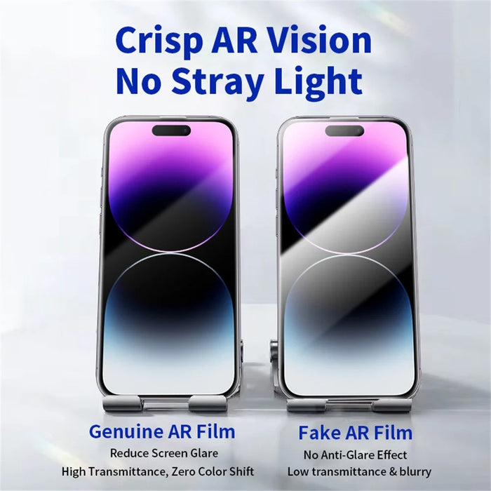 RURIHAI For iPhone 14 Pro Max Full Screen Protector AR Anti-Reflective HD Clear Tempered Glass Flim - Transparent - 5