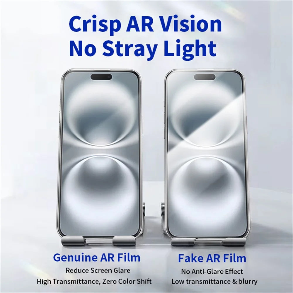 RURIHAI For iPhone 15 Plus  /  16 Plus Full Screen Protector AR Anti-Reflective HD Clear Tempered Glass Flim - Transparent - 5