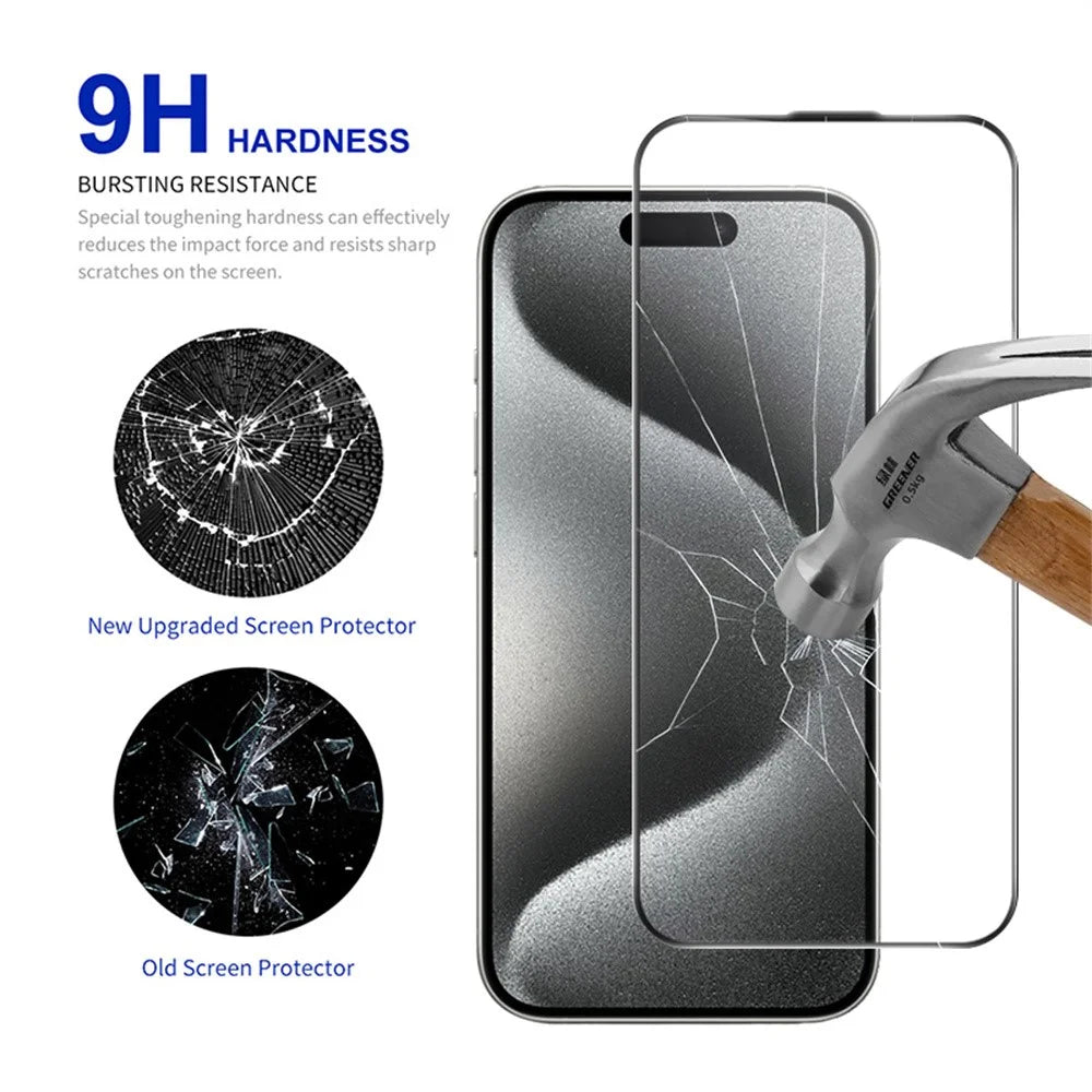 RURIHAI For iPhone 15 Pro Full Screen Protector AR Anti-Reflective HD Clear Tempered Glass Flim - Transparent - 3