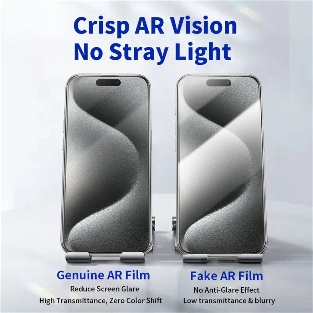 RURIHAI For iPhone 15 Pro Full Screen Protector AR Anti-Reflective HD Clear Tempered Glass Flim - Transparent - 5