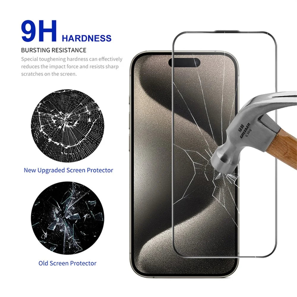 RURIHAI For iPhone 15 Pro Max Full Screen Protector AR Anti-Reflective HD Clear Tempered Glass Flim - Transparent - 3