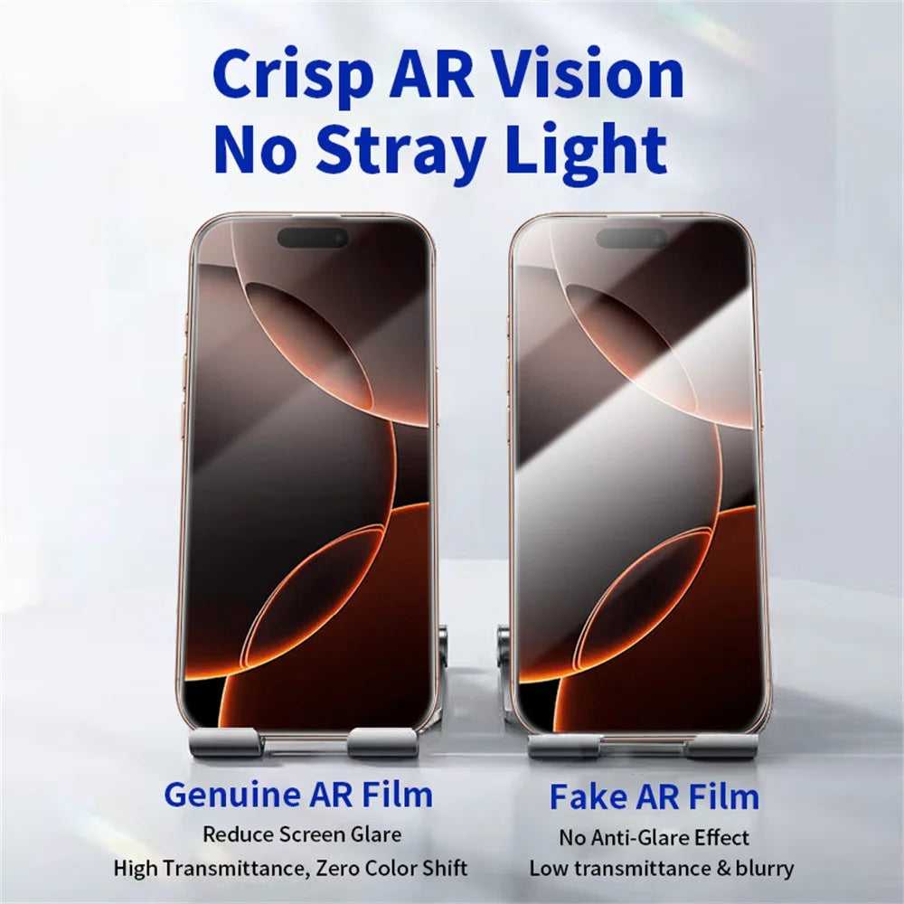 RURIHAI For iPhone 16 Pro Max Full Screen Protector AR Anti-Reflective HD Clear Tempered Glass Flim - Transparent - 5