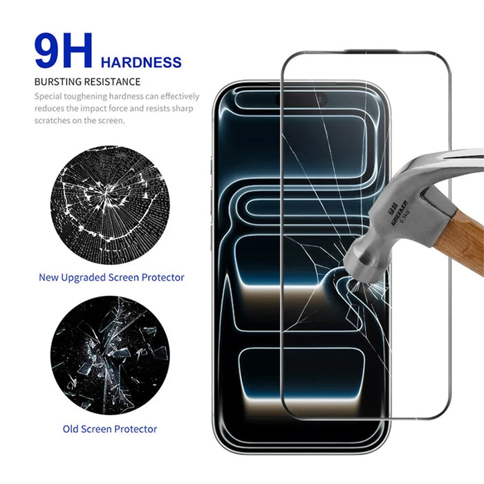 RURIHAI For iPhone 17 Pro Full Screen Protector AR Anti-Reflective HD Clear Tempered Glass Flim - Transparent - 3