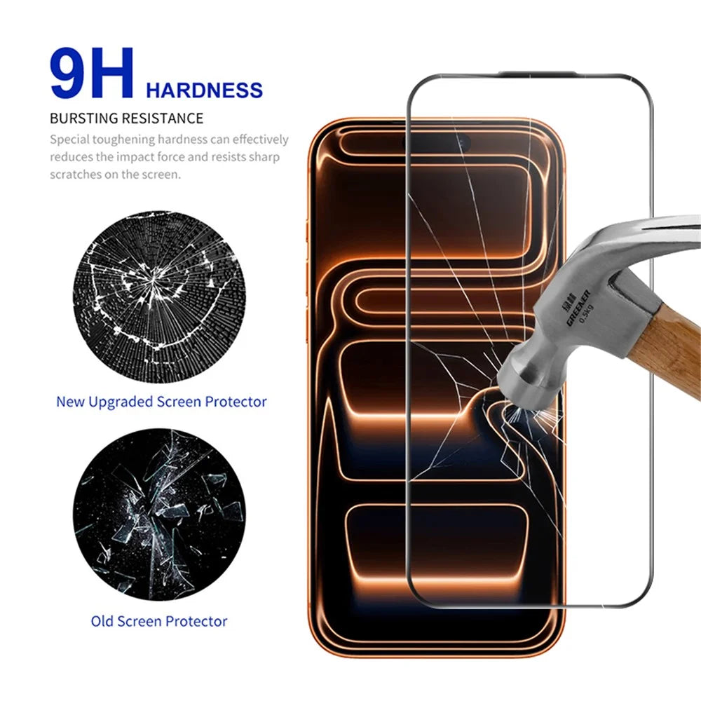 RURIHAI For iPhone 17 Pro Max Full Screen Protector AR Anti-Reflective HD Clear Tempered Glass Flim - Transparent - 3