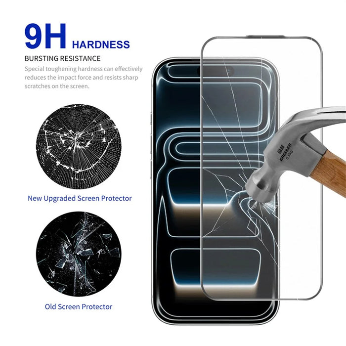 RURIHAI For iPhone 17 Pro Matte Full Screen Protector AR Anti-Reflective Tempered Glass Film - Transparent - 3
