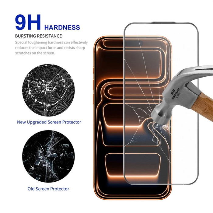 RURIHAI For iPhone 17 Pro Max Matte Full Screen Protector AR Anti-Reflective Tempered Glass Film - Transparent - 3