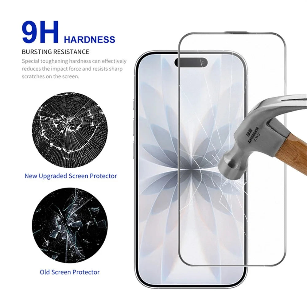 RURIHAI For iPhone 17  /  16 Pro Matte Full Screen Protector AR Anti-Reflective Tempered Glass Film - Transparent - 3