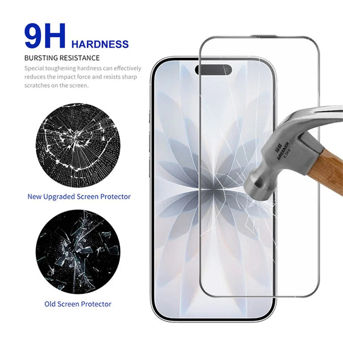 RURIHAI For iPhone 17  /  16 Pro Matte Full Screen Protector AR Anti-Reflective Tempered Glass Film - Transparent - 3