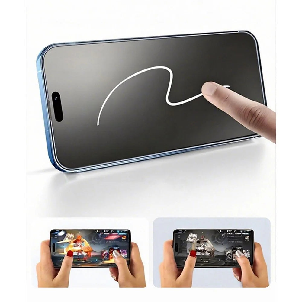 RURIHAI For iPhone 17  /  16 Pro Matte Full Screen Protector AR Anti-Reflective Tempered Glass Film - Transparent - 6
