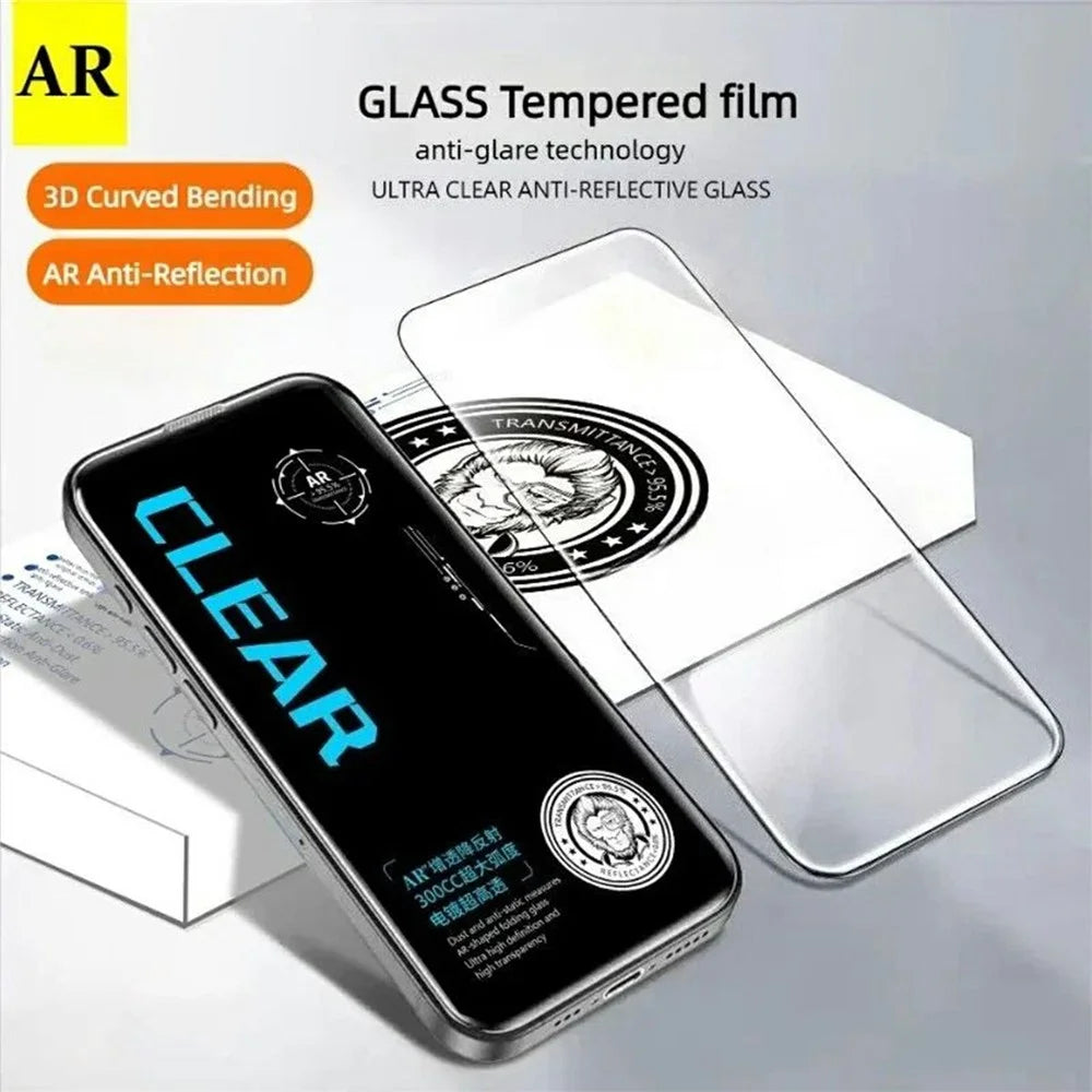 10Pcs for iPhone 17 Pro Max Screen Protector AR Anti-Reflection High Aluminium-silicon Glass Silk Printing Clear Film - 2