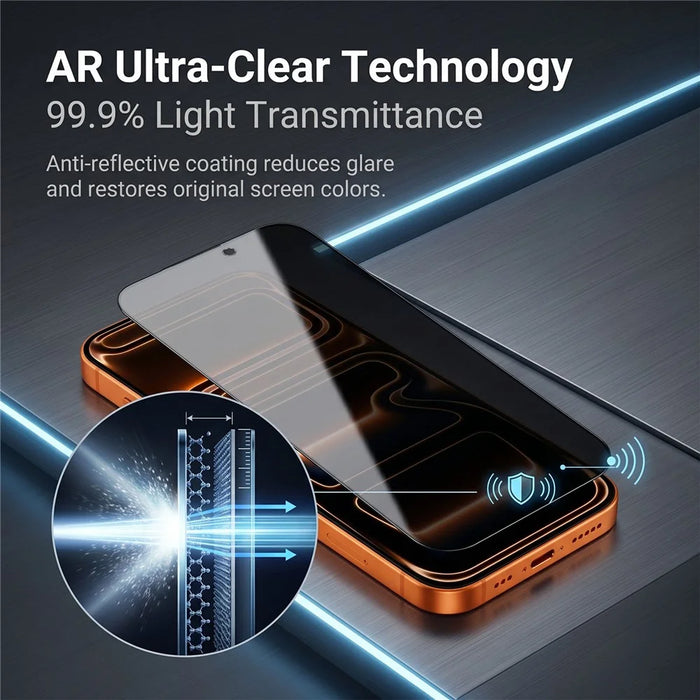 For iPhone 17 Pro Max Privacy Screen Protector AR Anti-Reflective High Aluminium-silicon Glass Anti-Spy Film - 2