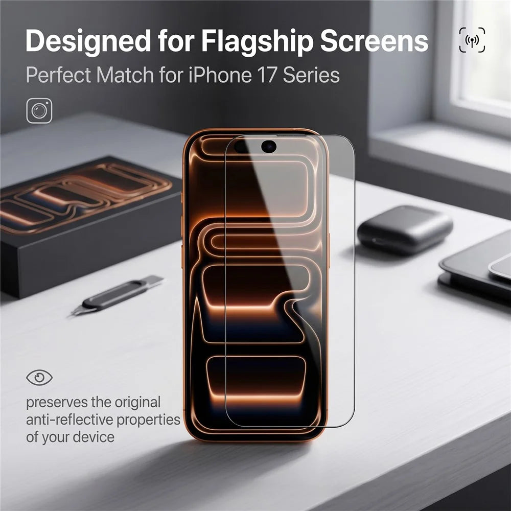 For iPhone 17 Pro Max Screen Protector AR Anti-Reflective Silk Printing Clear High Aluminium-silicon Glass Film - 6