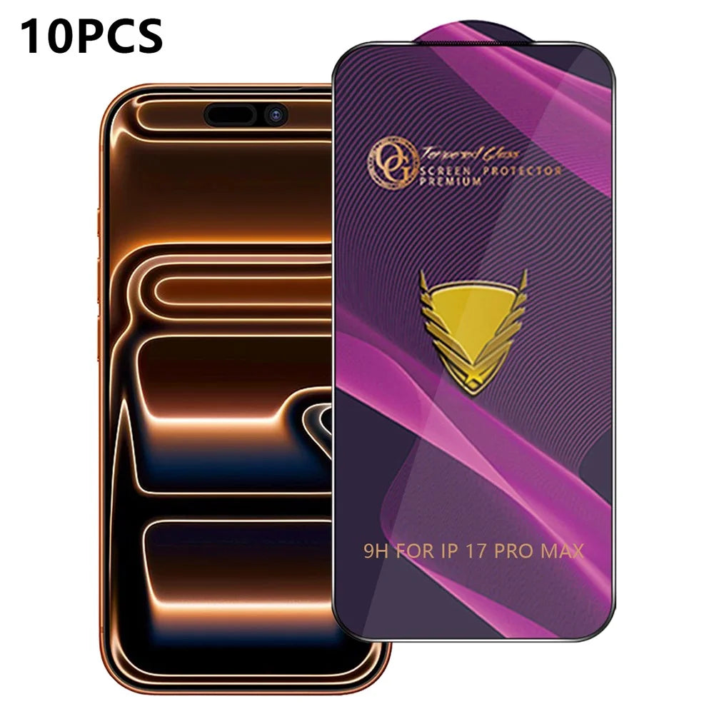 10Pcs for iPhone 17 Pro Max Screen Protector Full Cover Anti-Static Clear High Aluminium-silicon Glass Film - 1