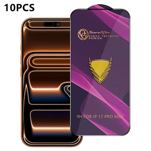 10Pcs for iPhone 17 Pro Max Screen Protector Full Cover Anti-Static Clear High Aluminium-silicon Glass Film - 1