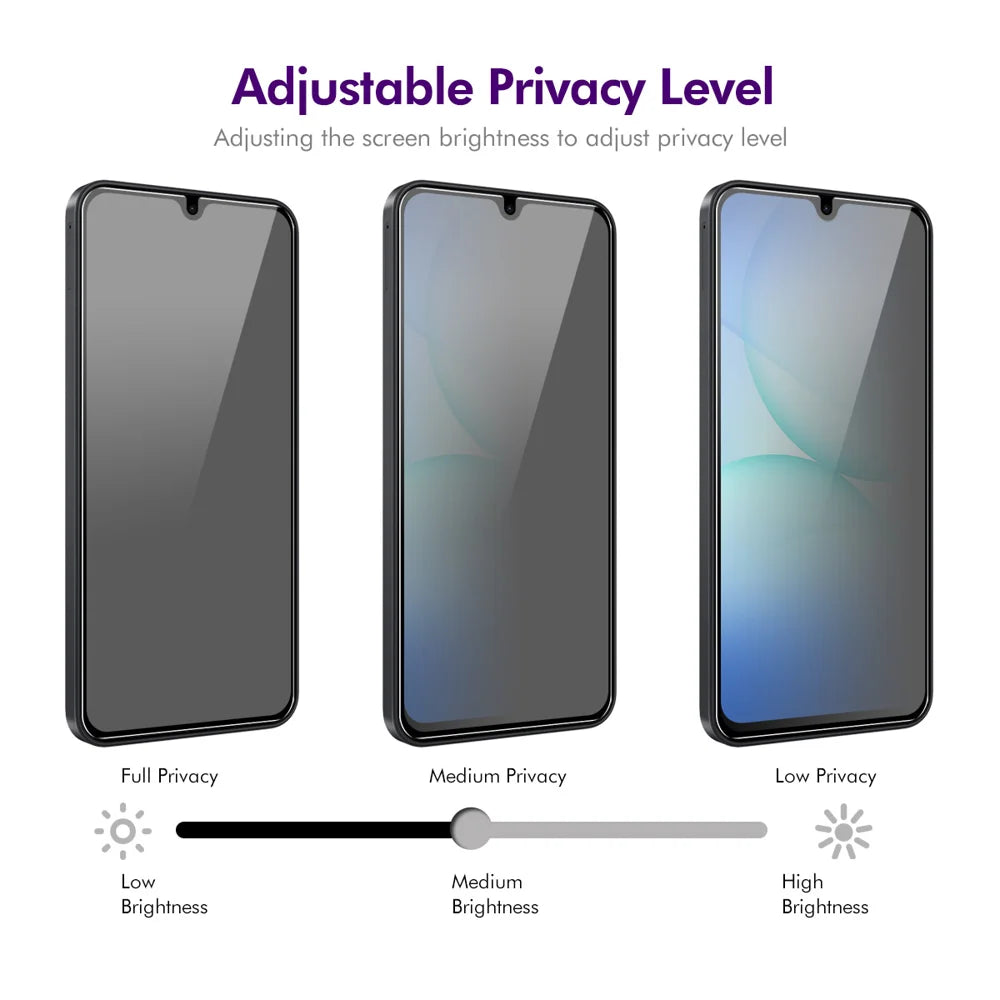 HAT PRINCE for Samsung Galaxy A17 4G / Galaxy A17 5G 2Pcs Privacy Screen Protector ENKAY Hat-Prince Full Glue Full Coverage 28-degree Anti-Spy Tempered Glass - Black - 4