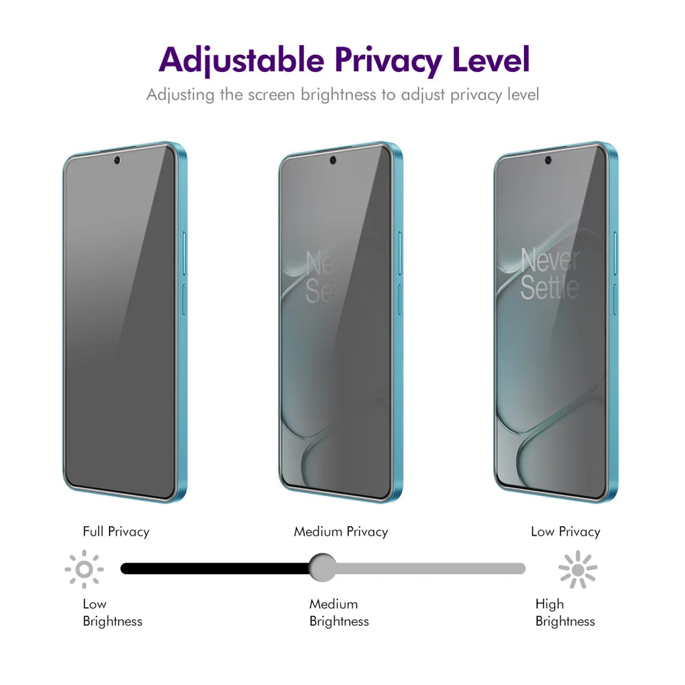 HAT PRINCE for OnePlus 15T 5G 2Pcs Privacy Screen Protector ENKAY Hat-Prince Full Glue Full Coverage 28-degree Anti-Spy Tempered Glass - Black - 4