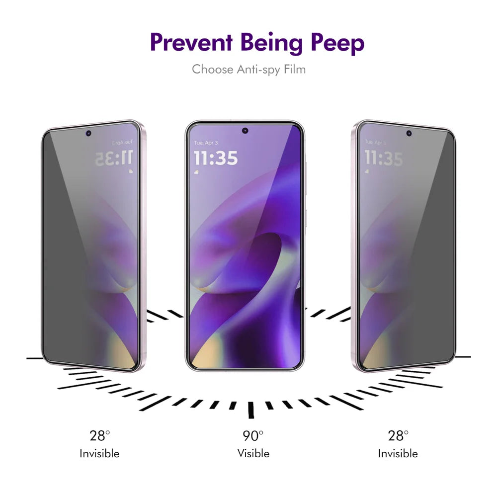 HAT PRINCE for Motorola Moto G77 5G Privacy Screen Protector ENKAY Hat-Prince Full Glue Full Coverage 28-degree Anti-Spy Tempered Glass - Black - 3
