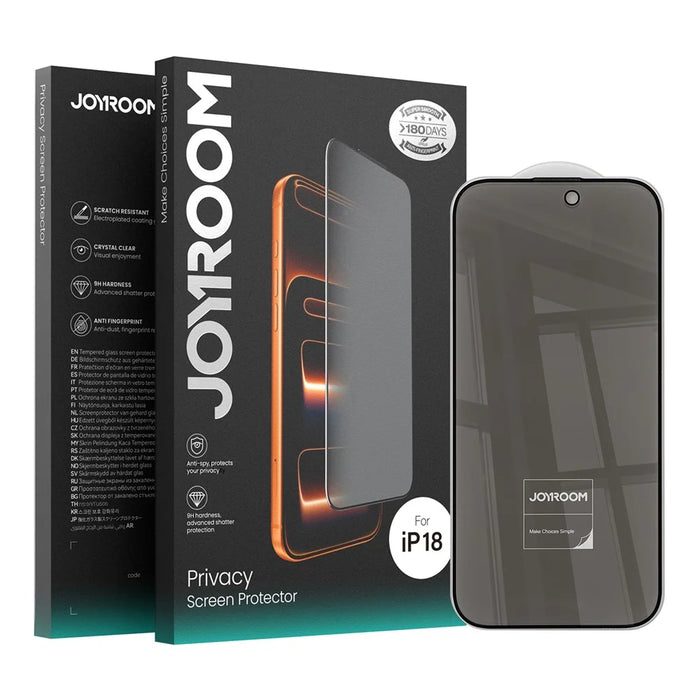 JOYROOM 18MQ11P for iPhone 18 Privacy Screen Protector 2.5D High Aluminium-Silicon Glass Full Coverage Film with Dust Shield - 6