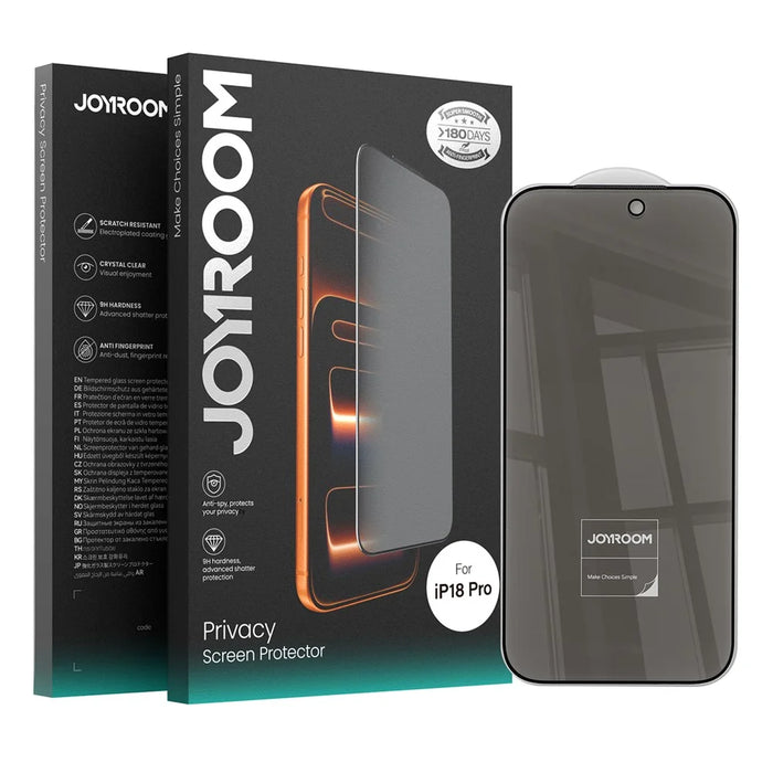 JOYROOM 18MQ12P for iPhone 18 Pro Privacy Screen Protector 2.5D High Aluminium-Silicon Glass Full Coverage Film with Dust Shield - 6