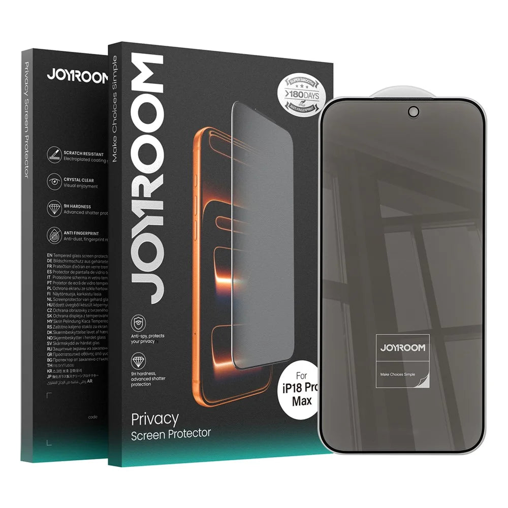 JOYROOM 18MQ14P for iPhone 18 Pro Max Privacy Screen Protector 2.5D High Aluminium-Silicon Glass Full Coverage Film with Dust Shield - 6