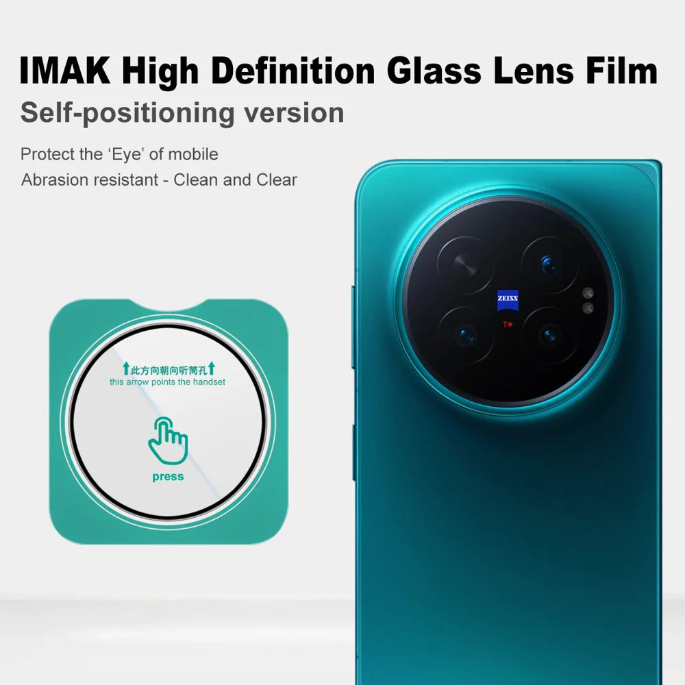 IMAK for vivo X Fold6 5G Camera Lens Protector Tempered Glass Full Cover Lens Film with Self Positioning Frame - Transparent - Transparent - 4