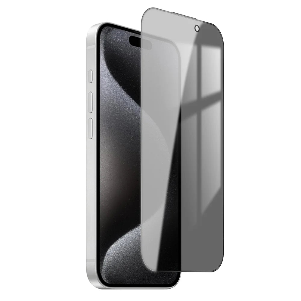 For iPhone 15 Pro Privacy Screen Protector AR Anti-Reflective High Aluminium-silicon Glass Anti-Spy Film - Black - 1