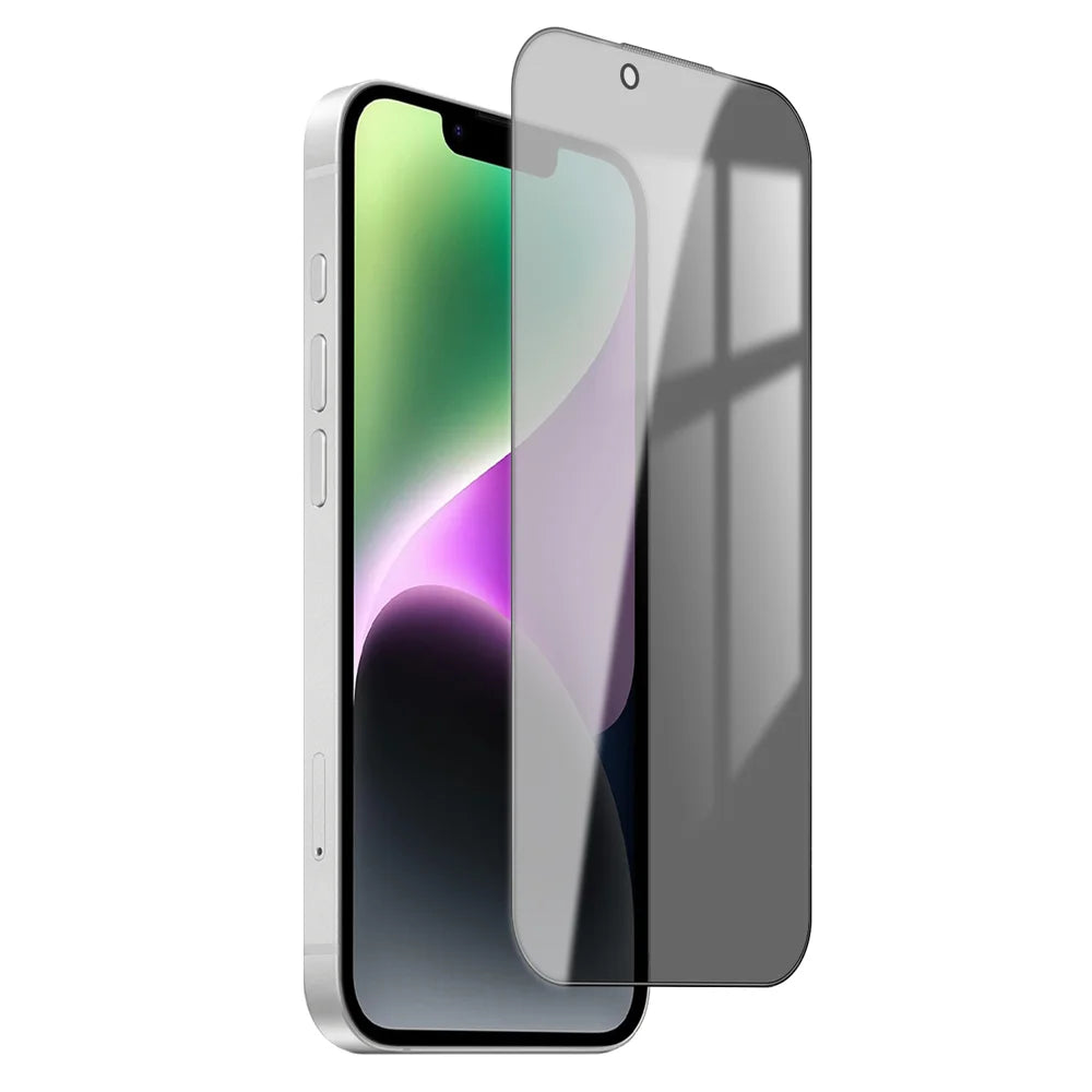 For iPhone 14 Privacy Screen Protector AR Anti-Reflective High Aluminium-silicon Glass Anti-Spy Film - Black - 1