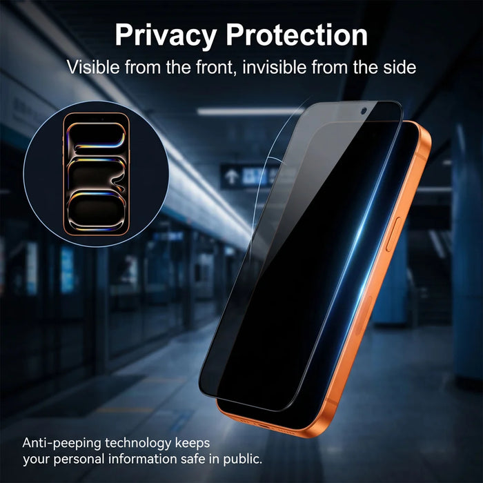 For iPhone 14 Privacy Screen Protector AR Anti-Reflective High Aluminium-silicon Glass Anti-Spy Film - Black - 3