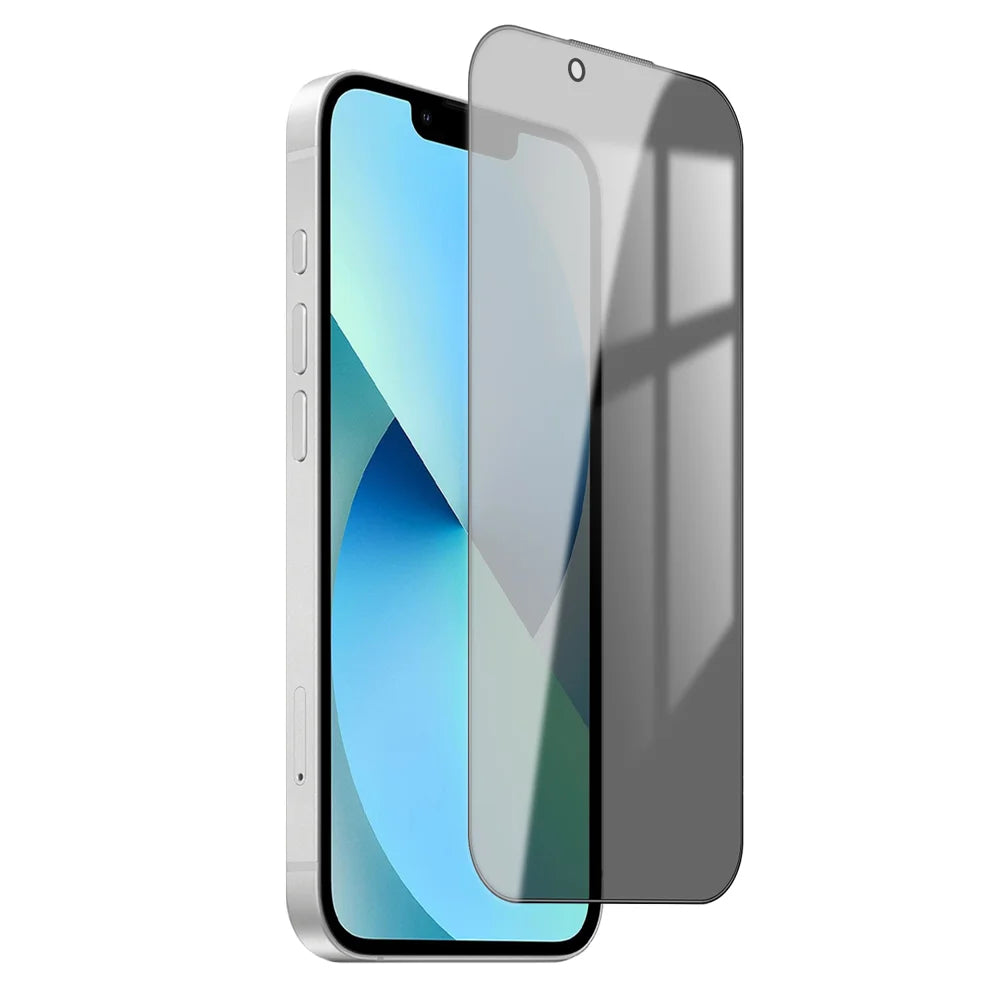 For iPhone 13 Privacy Screen Protector AR Anti-Reflective High Aluminium-silicon Glass Anti-Spy Film - Black - 1