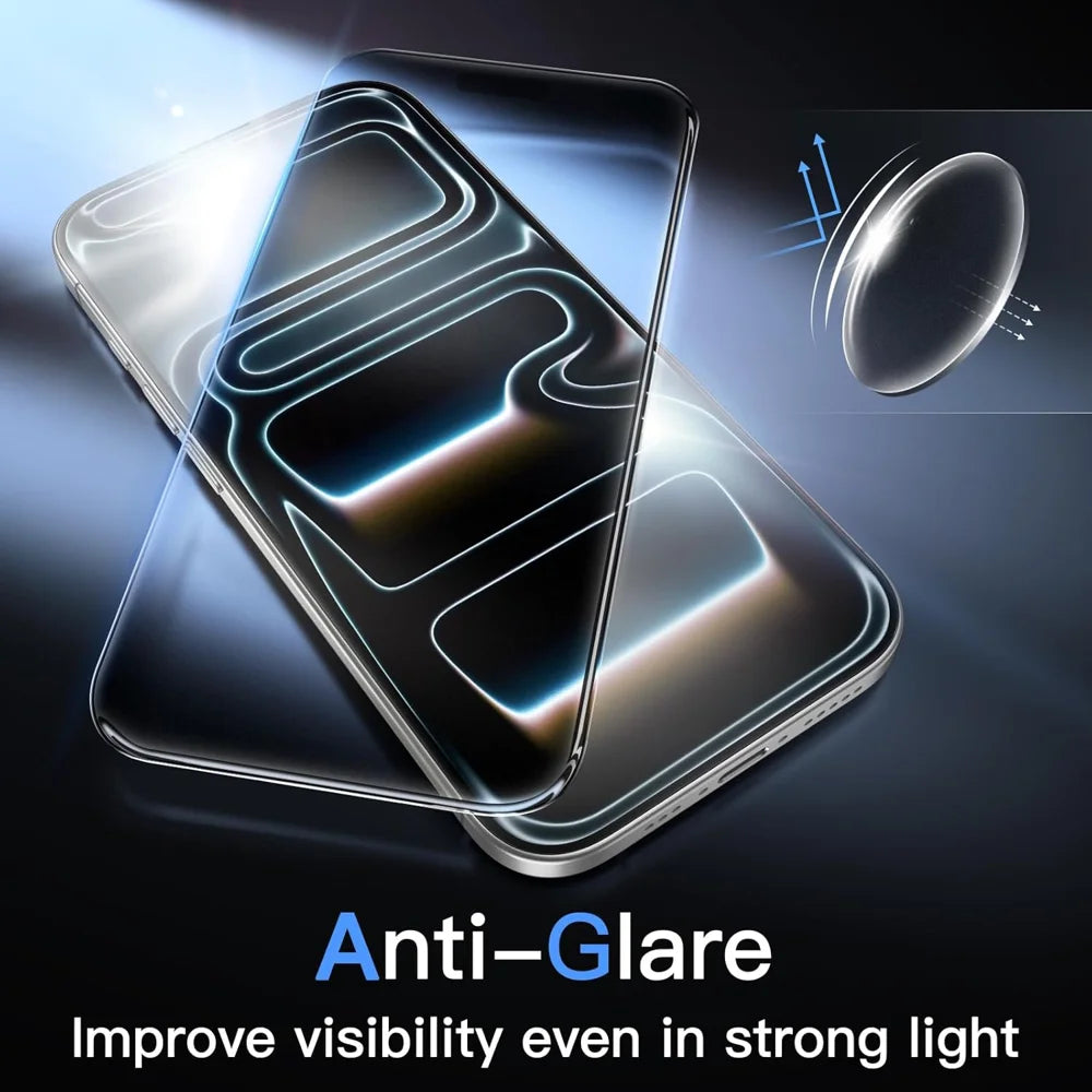 For iPhone 16 Pro Screen Protector Anti-Glare Matte Anti-Fingerprint Tempered Glass Film - Transparent - 4