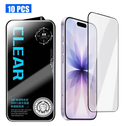 For iPhone 17 10Pcs Screen Protector AR Anti-Reflection High Aluminium-silicon Glass Silk Printing Clear Film - Transparent - 1