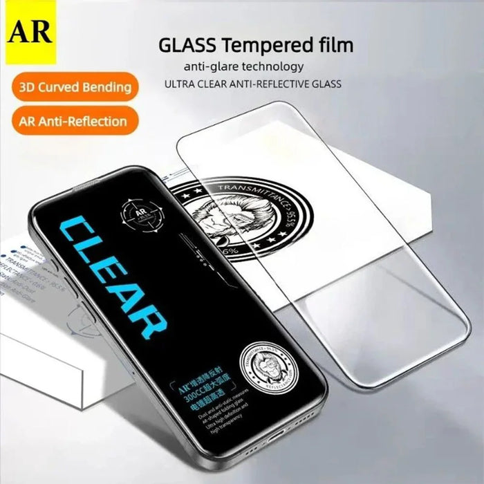 For iPhone 14 Pro 10Pcs Screen Protector AR Anti-Reflection High Aluminium-silicon Glass Silk Printing Clear Film - Transparent - 2